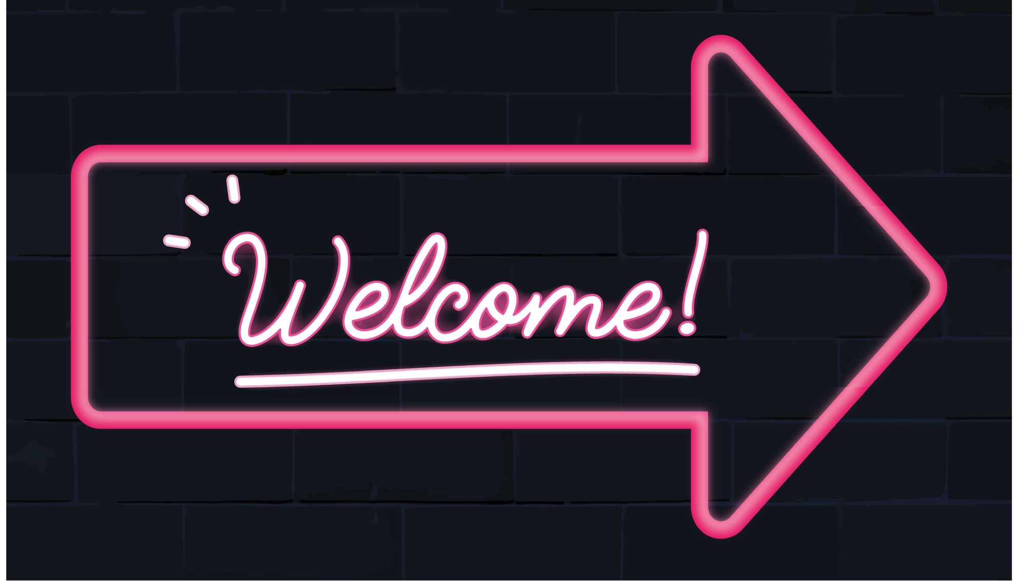 welcome sign post with neon entrance hall tiles - TenStickers