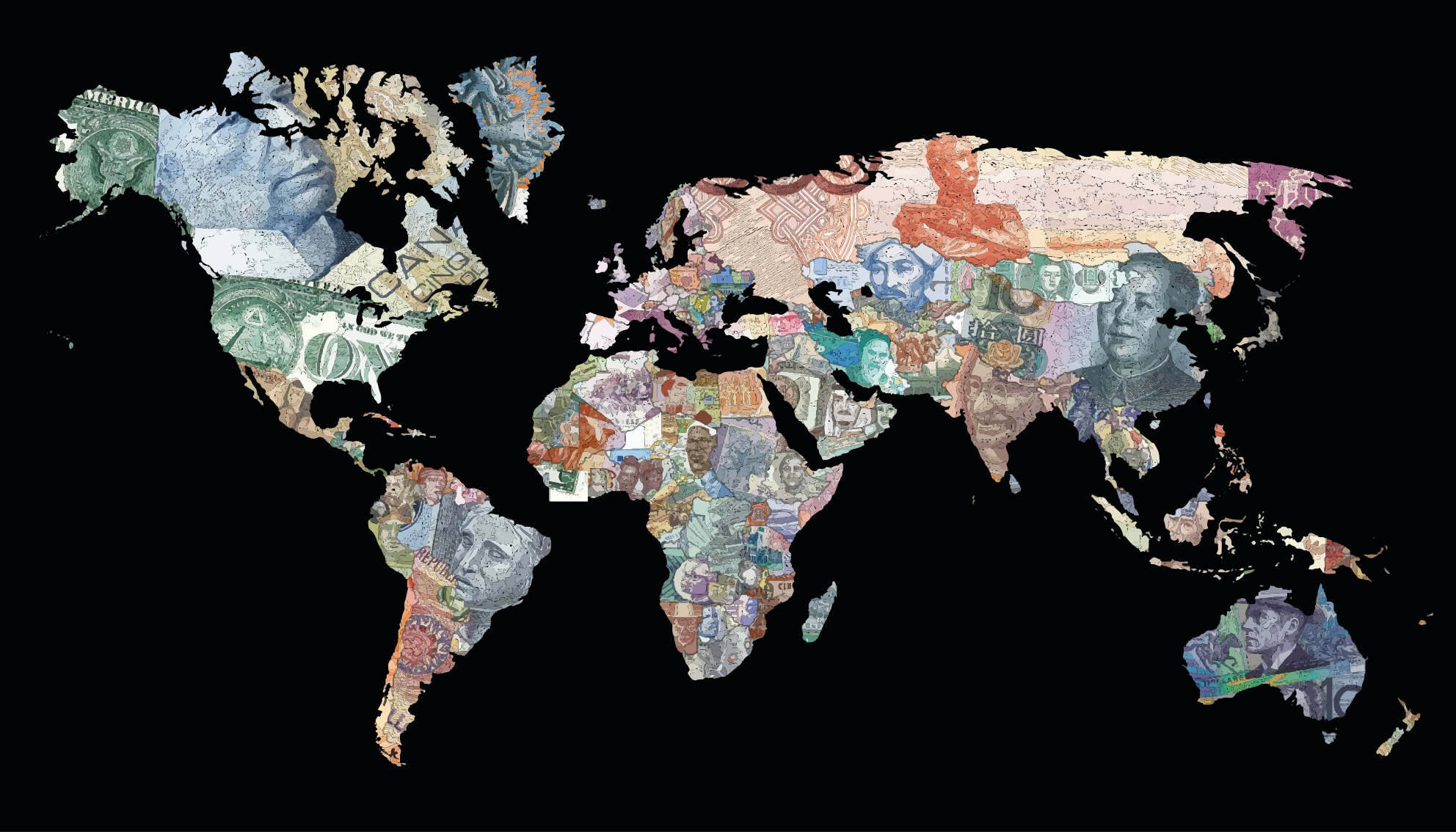 Global Currency Map world map vinyl rug - TenStickers