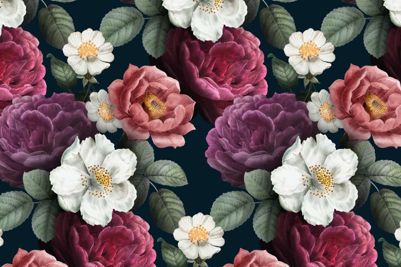 Botanical Chic Sophistication flower vinyl rug - TenStickers