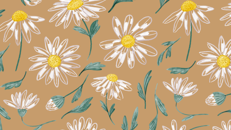 Daisy Blossom Motif flower vinyl rug - TenStickers