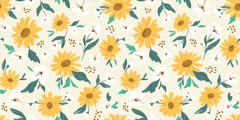 Cheerful Floral Pattern flower vinyl rug - TenStickers