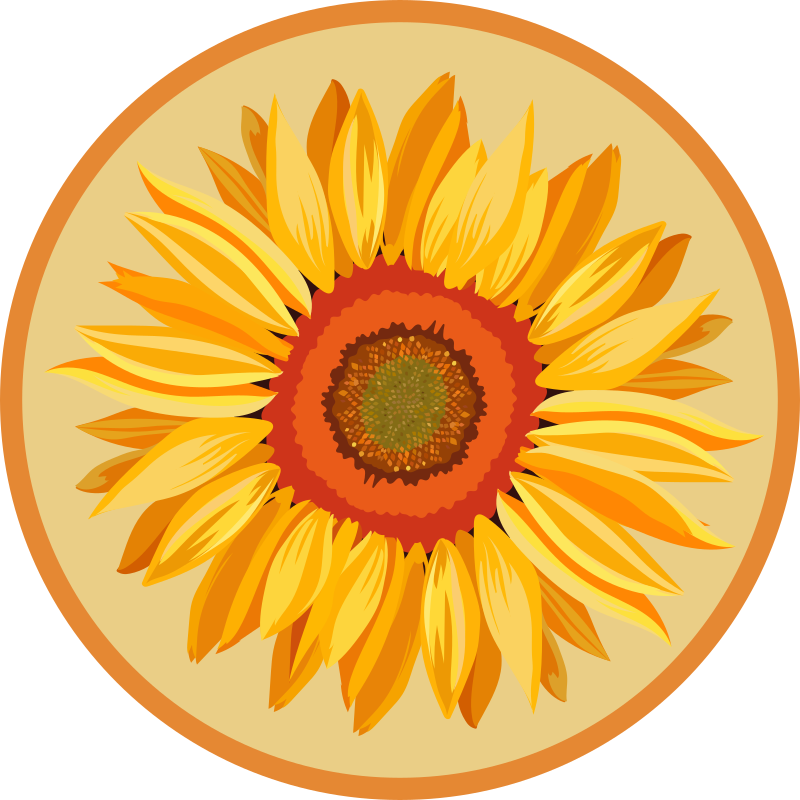 Sunflower Round flower vinyl rug - TenStickers