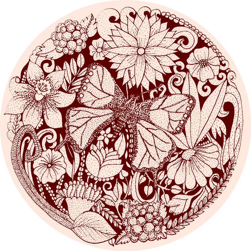 Vintage flower and butterflies nature vinyl rug - TenStickers