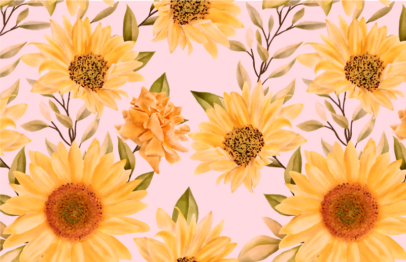 Sunflower Floral Concept flower vinyl rug - TenStickers