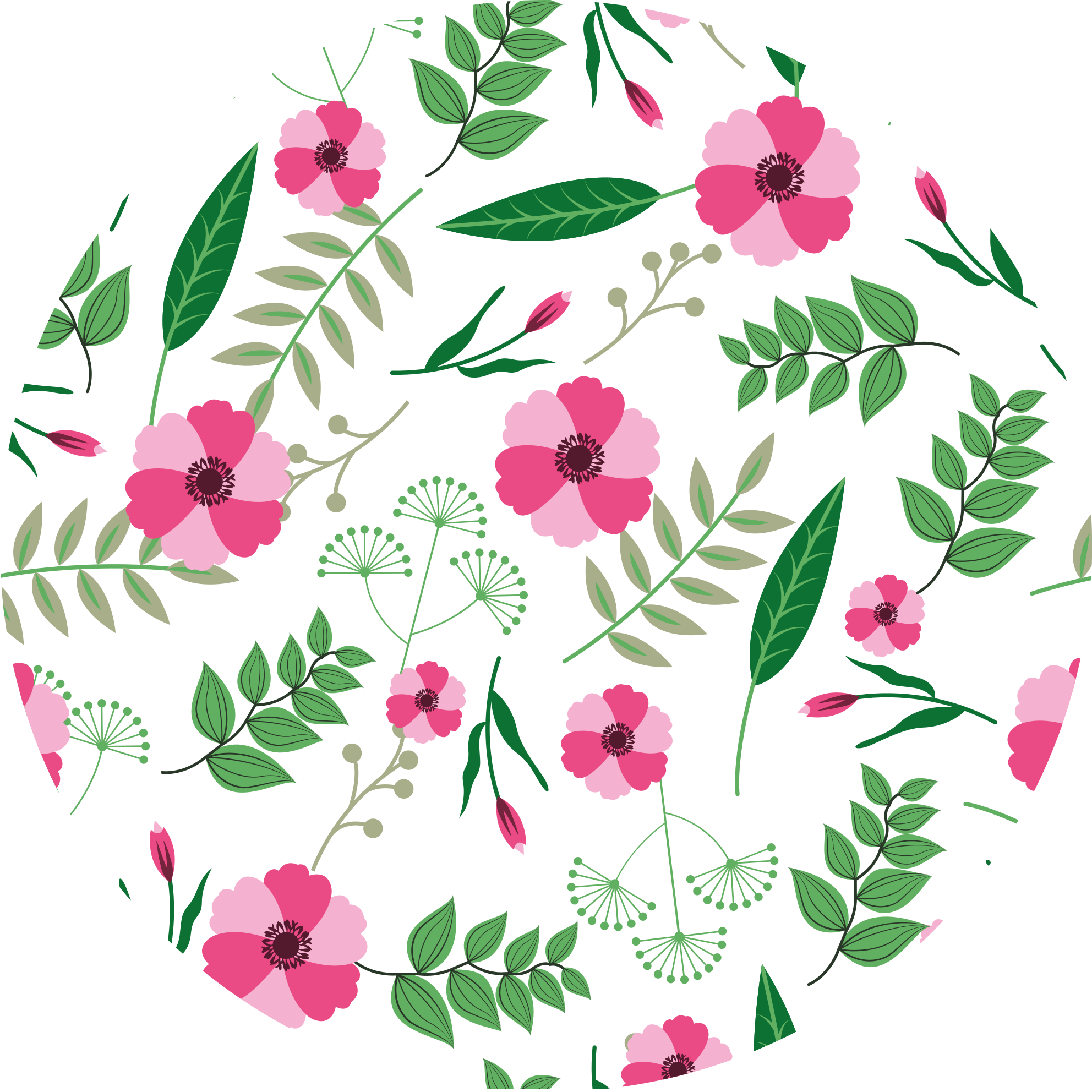 Charming Floral Pattern flower vinyl rug - TenStickers