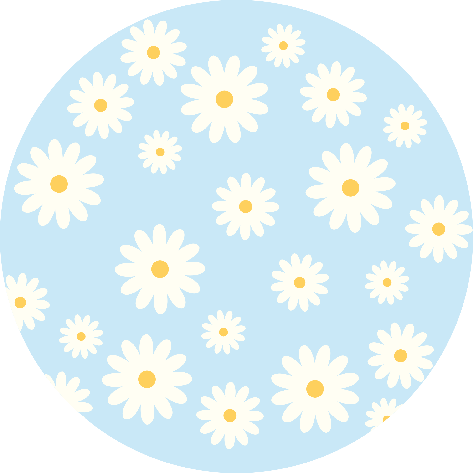 Daisy floral emblem living room vinyl rug - TenStickers