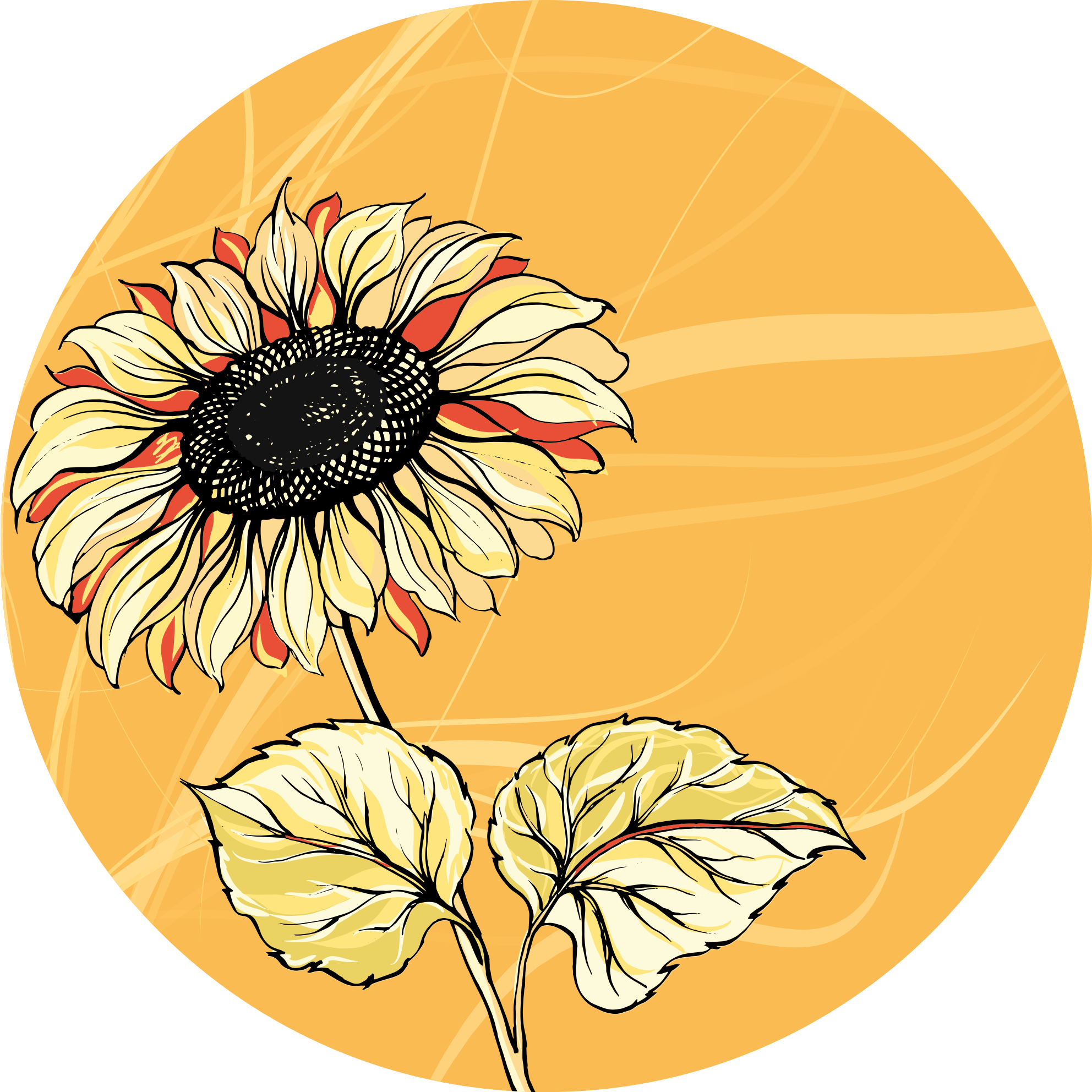 Bright Sunflower Blossom flower vinyl rug - TenStickers