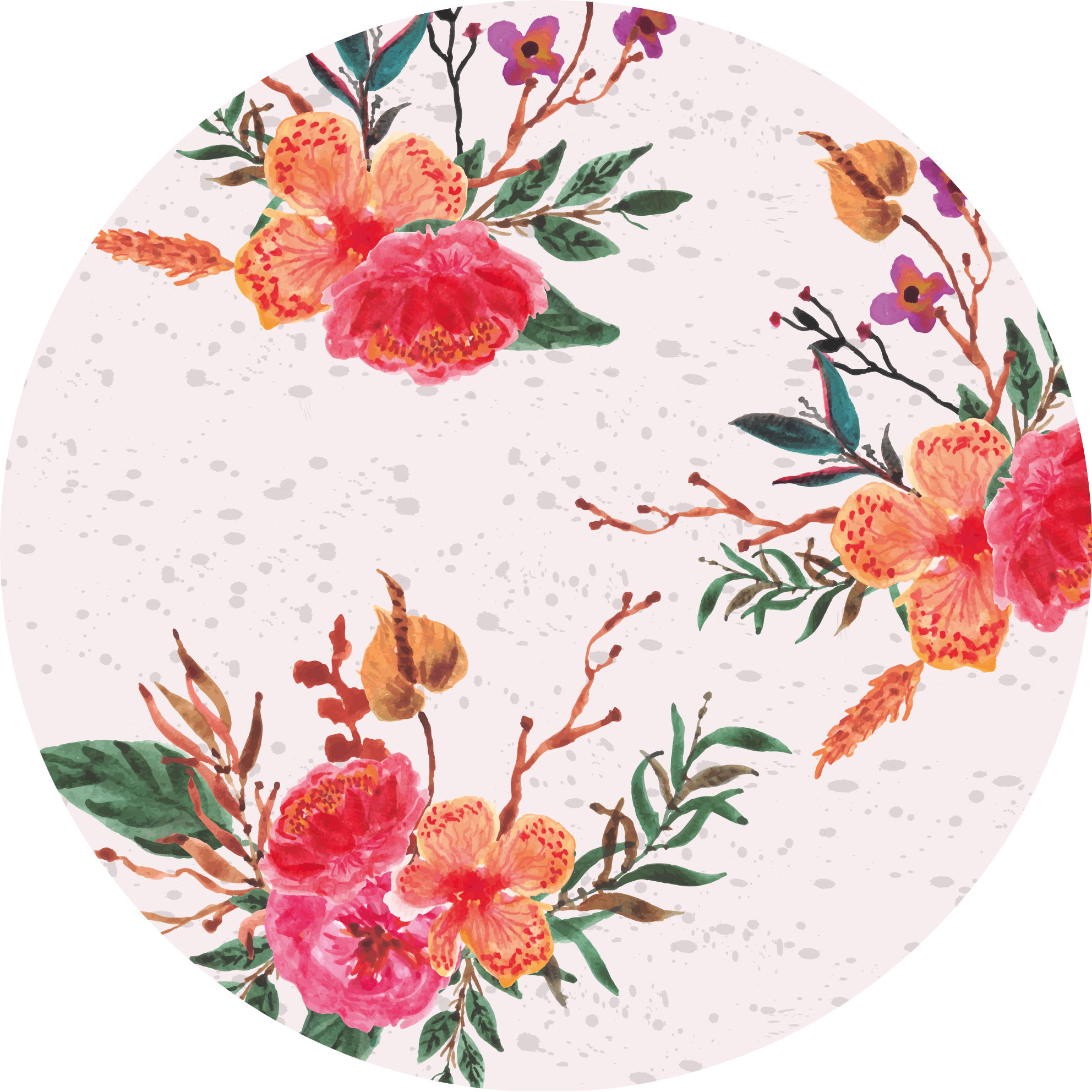 Peonies and orchids flower vinyl rug - TenStickers