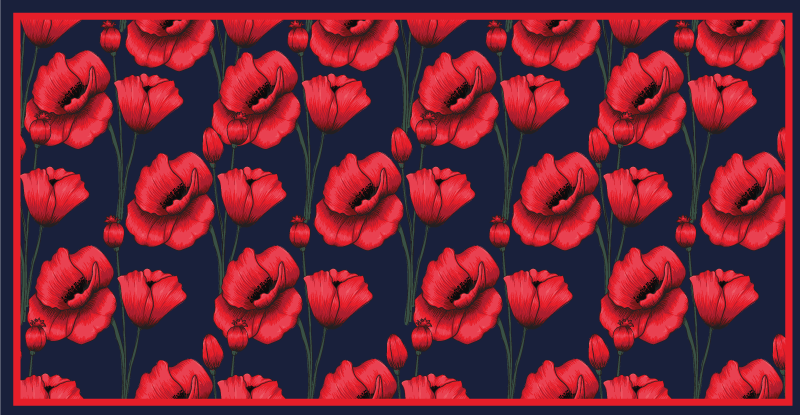 Red Poppy Arrangement flower vinyl rug - TenStickers
