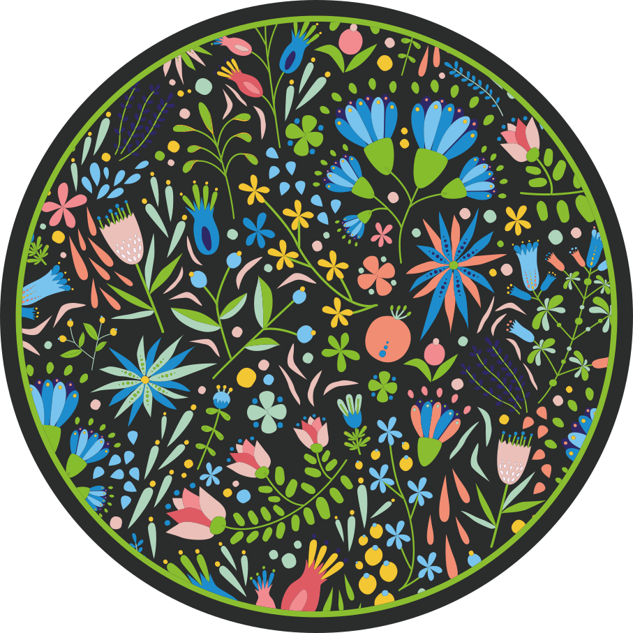 Vibrant botanical print flower vinyl rug - TenStickers