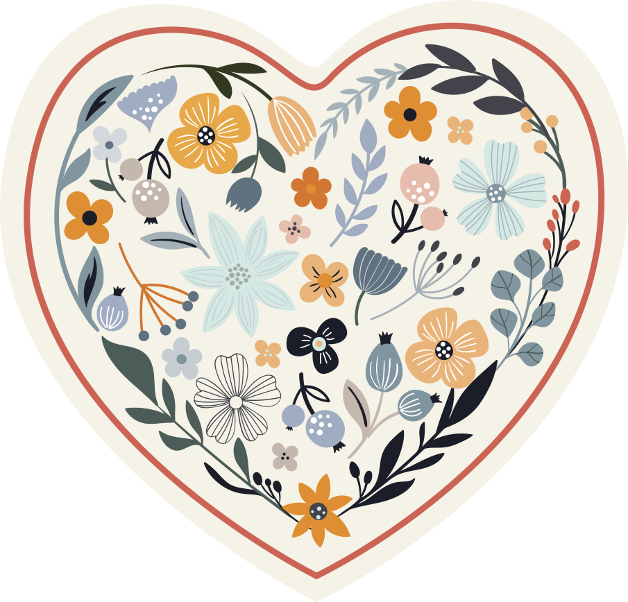 Heart Floral Arrangement flower vinyl rug - TenStickers