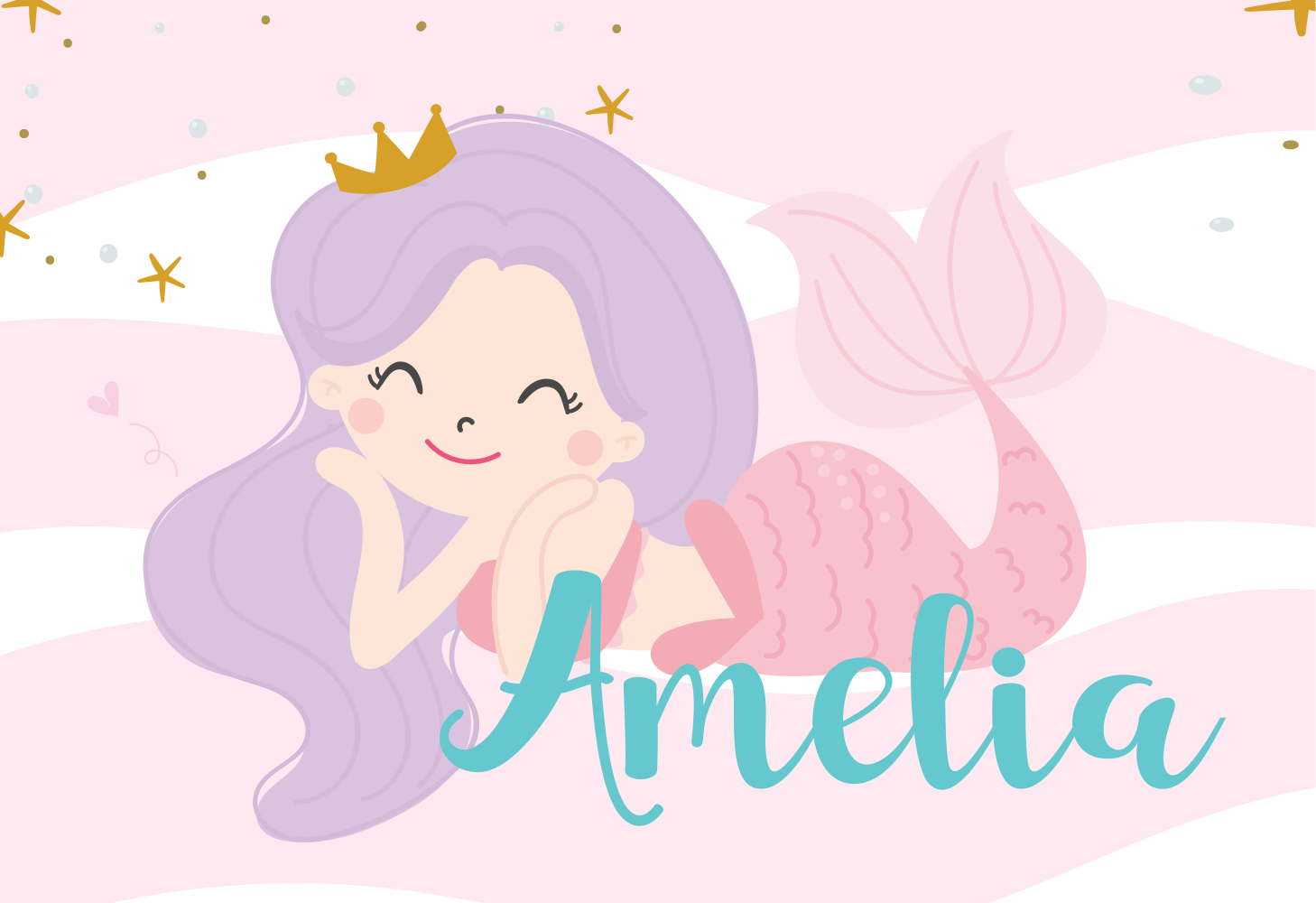 Mermaid princess  with name vinyl rug - TenStickers