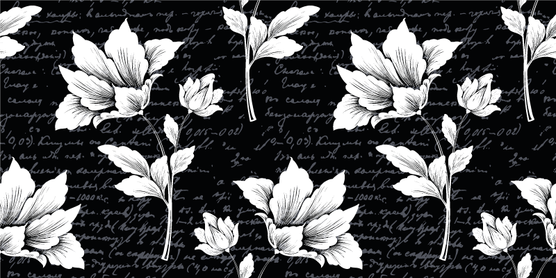 Graceful Botanical Element flower vinyl rug - TenStickers