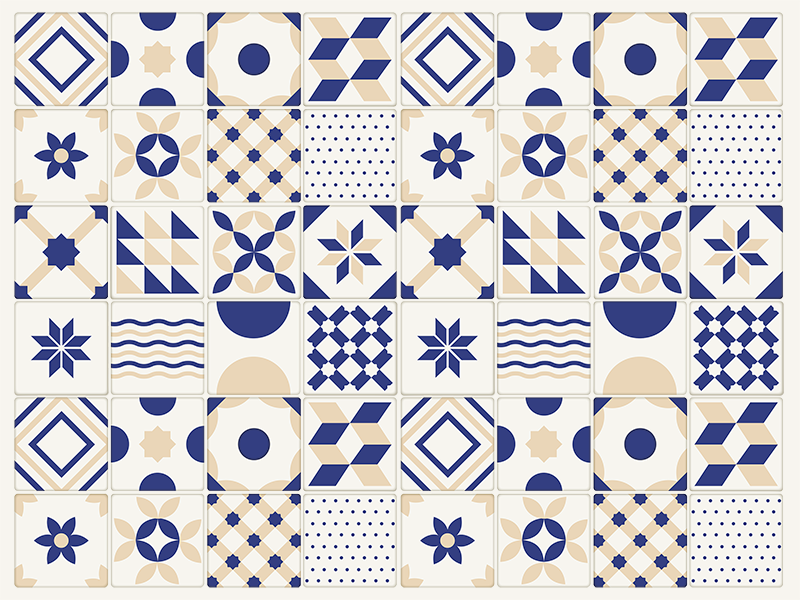 Geometric pattern tile vinyl rug - TenStickers