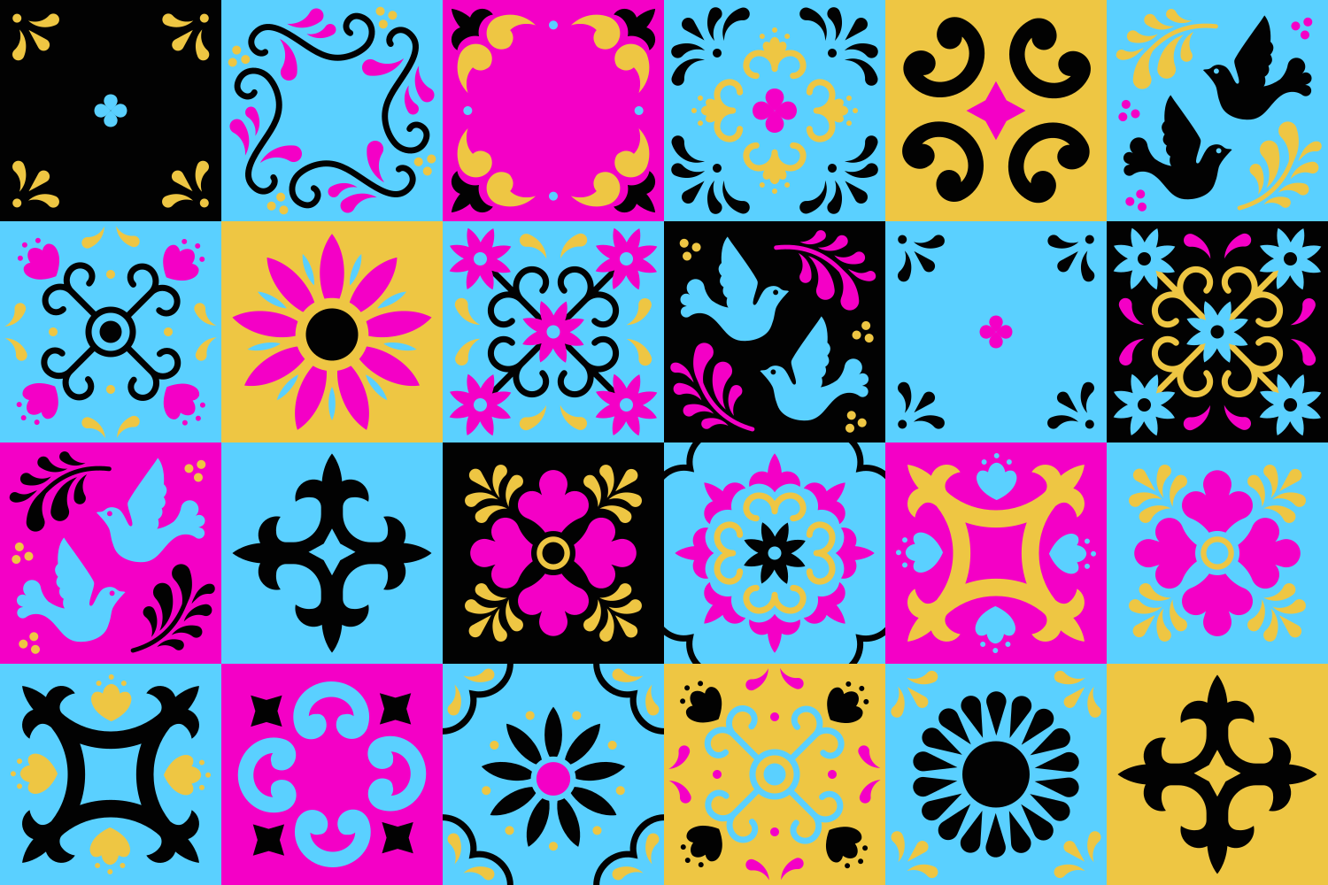 Mosaic vinyl rug colorful pattern mosaic - TenStickers