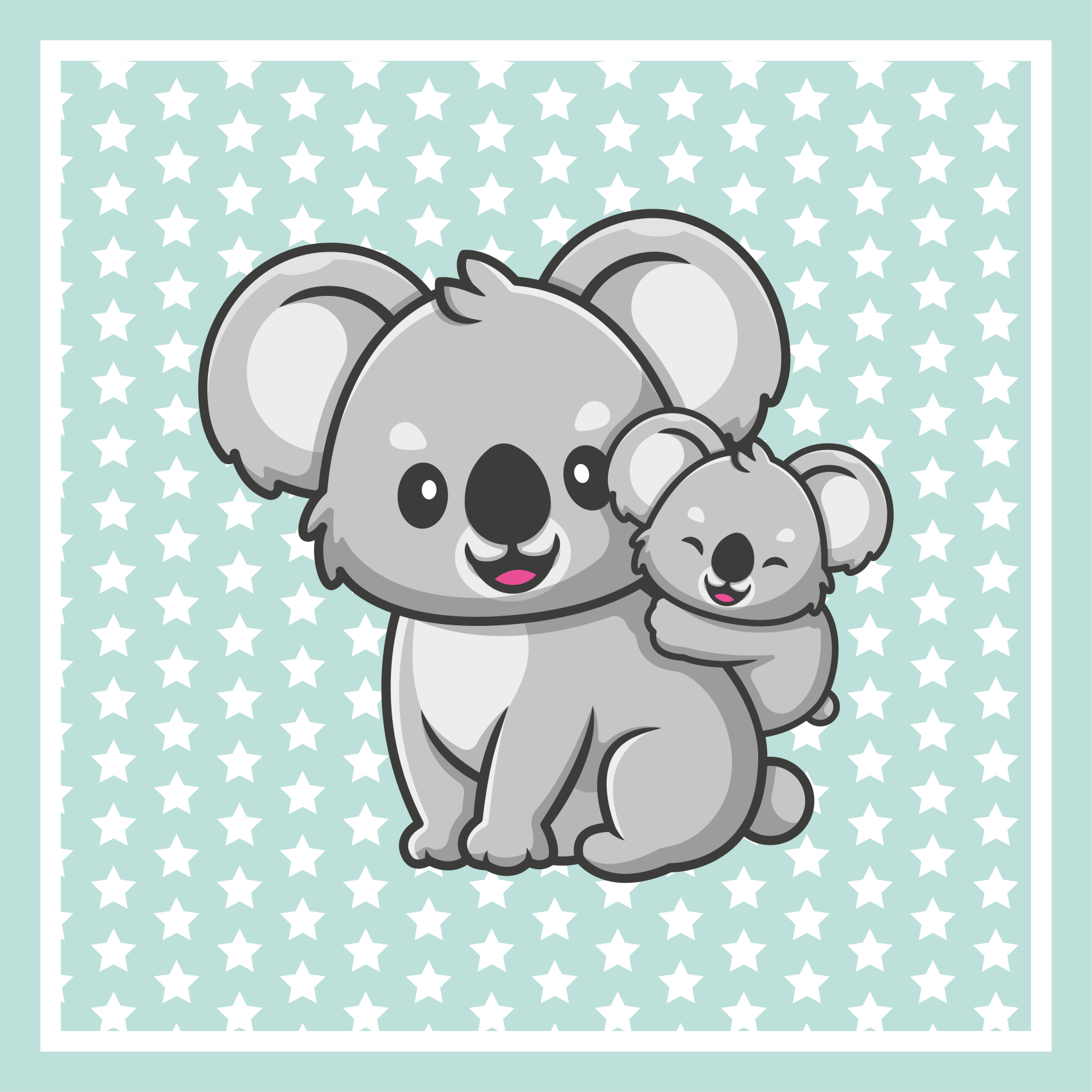Mum and baby koalas kids vinyl rug - TenStickers