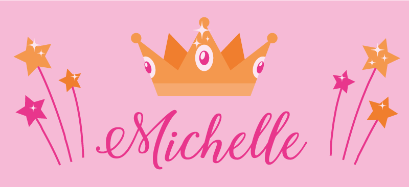 Wands and crown with name vinyl rug - TenStickers