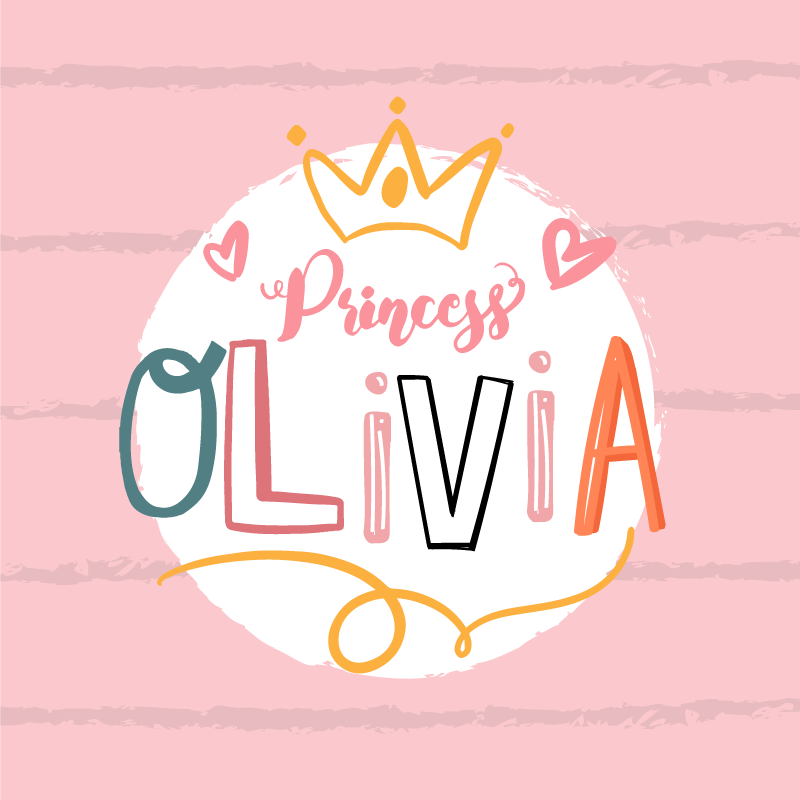 Crowned princess with name vinyl rug - TenStickers