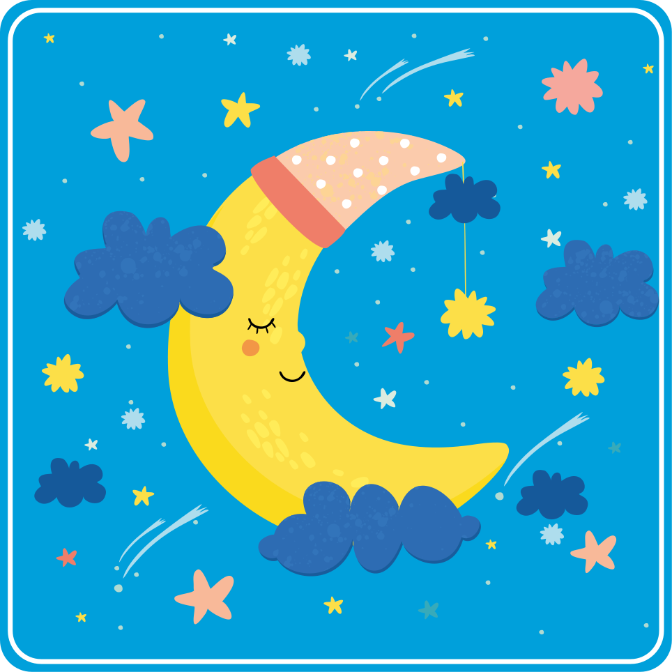 Moon with a night cap and stars vinyl rug - TenStickers