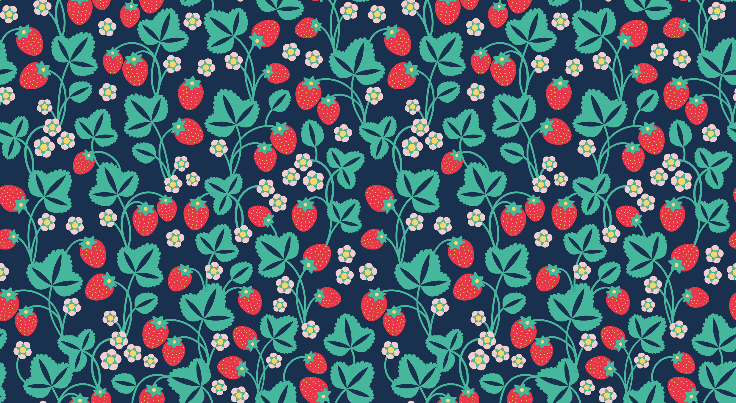 Strawberry Floral Inspiration flower vinyl rug - TenStickers