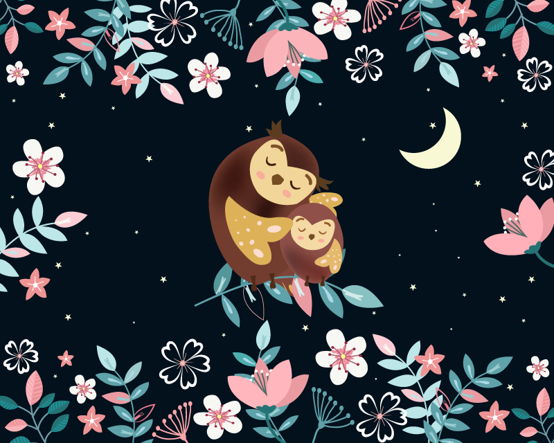 Mama Owl Love animal vinyl rug - TenStickers