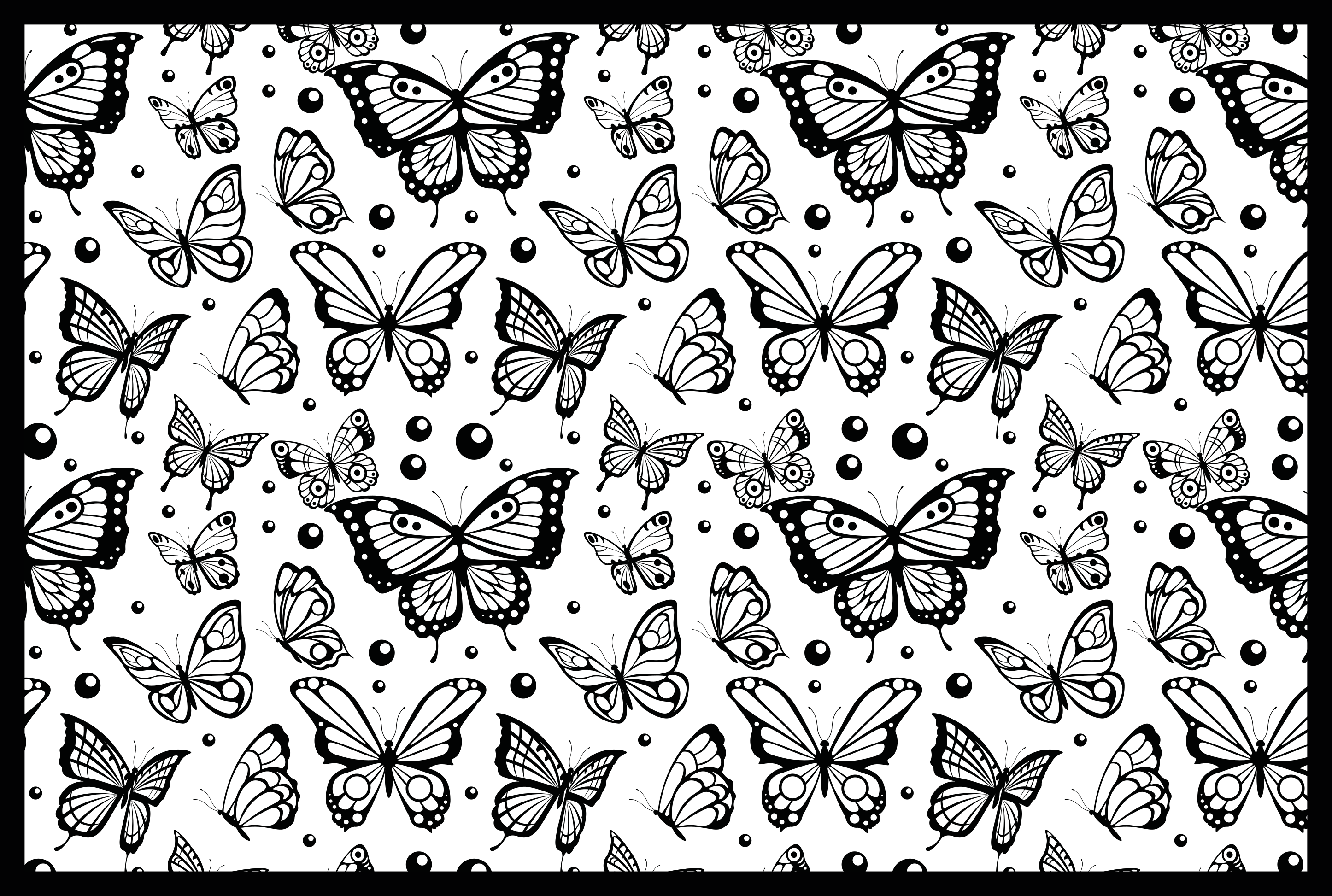 Black Butterfly Pattern flower vinyl rug - TenStickers