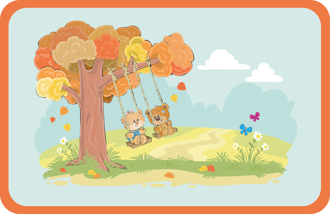 Baby bears on swings kids vinyl rug - TenStickers