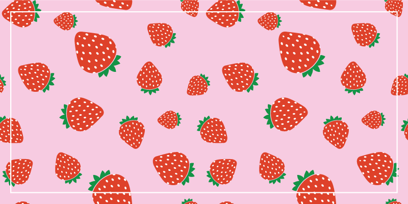 Pink strawberry motif flower vinyl rug - TenStickers