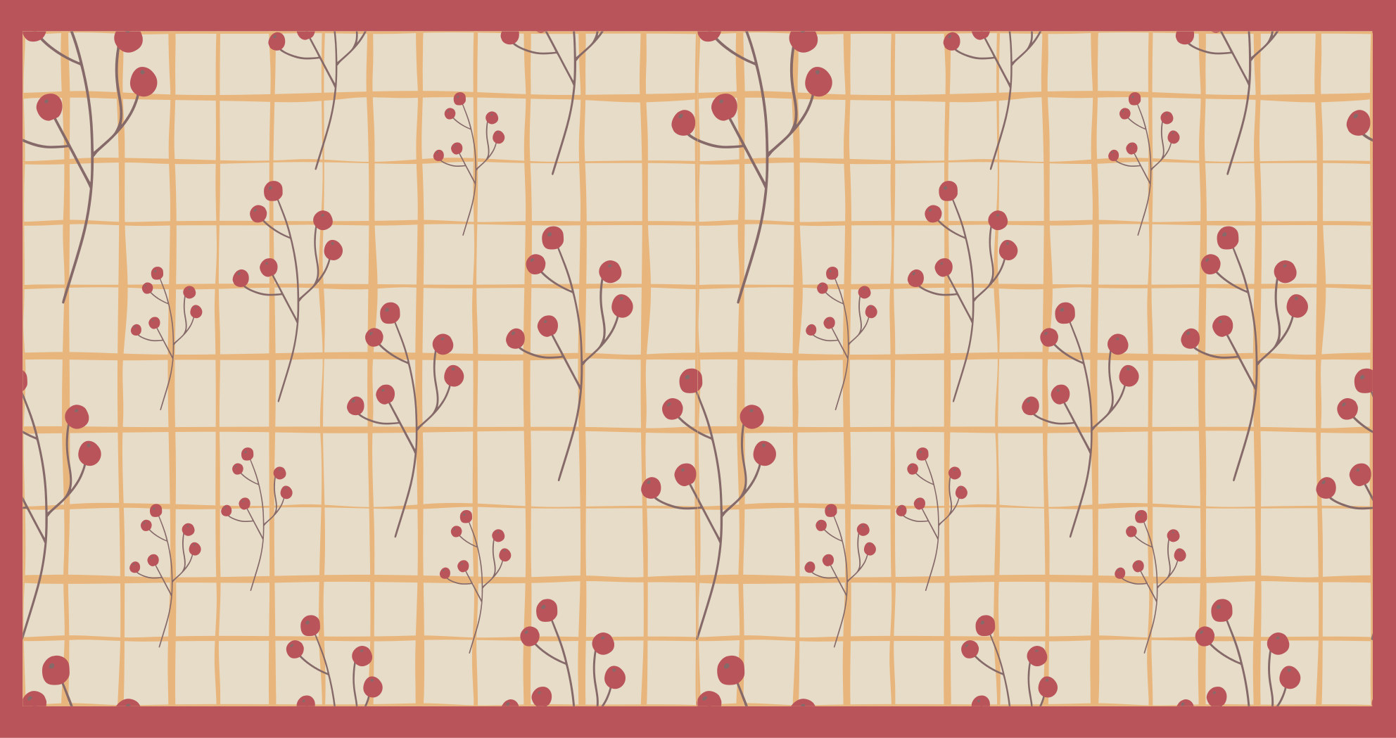 Checked pattern with berries living room rug - TenStickers