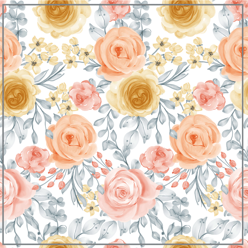 Flower vinyl rug in floral pink hues - TenStickers