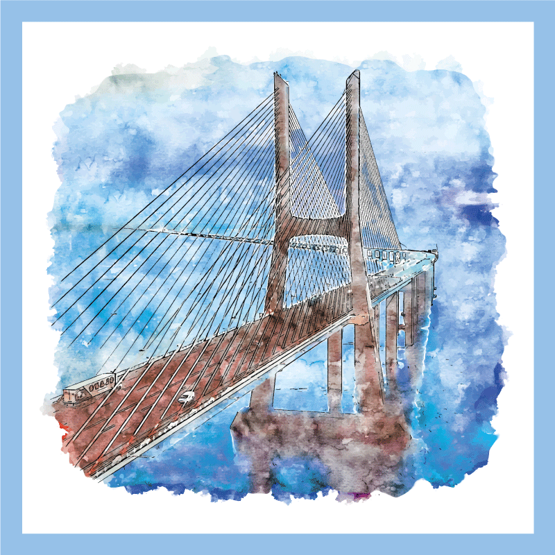 Bridge lisbon portugal watercolor vinyl rug - TenStickers