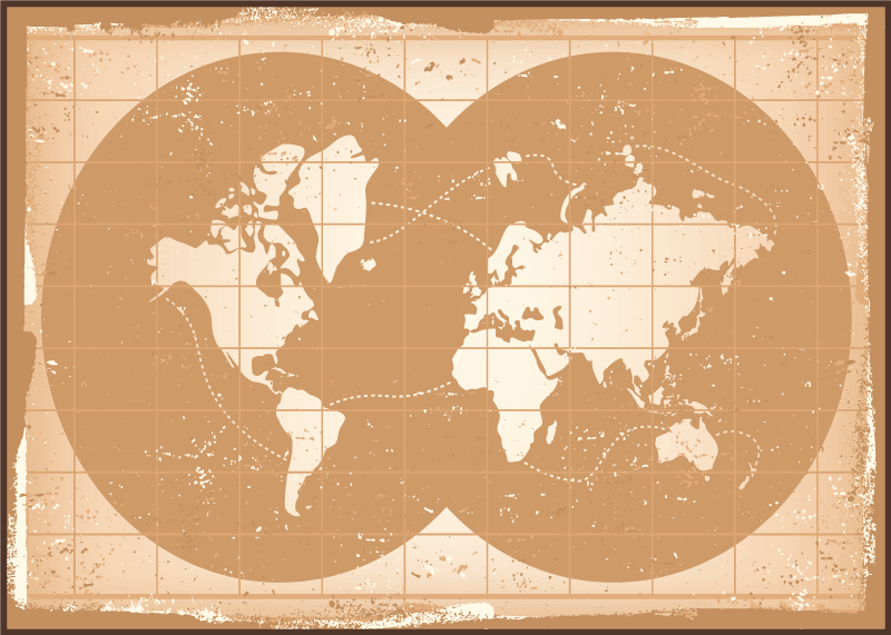 Old brown vintage world map rug - TenStickers