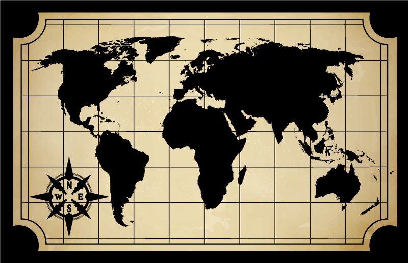 World map vinyl rug world map design - TenStickers
