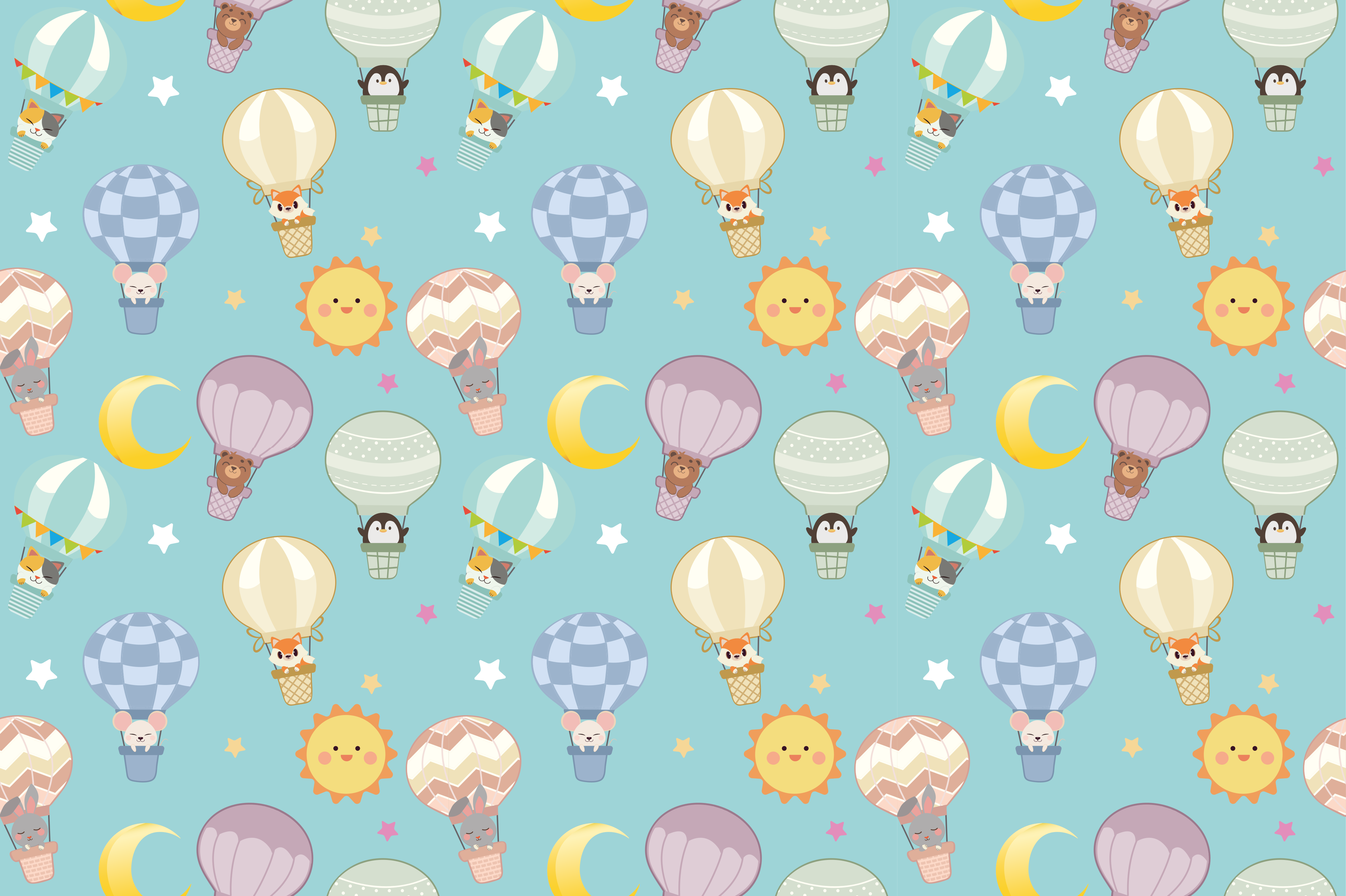 Whimsical Hot Air nursery vinyl rug - TenStickers