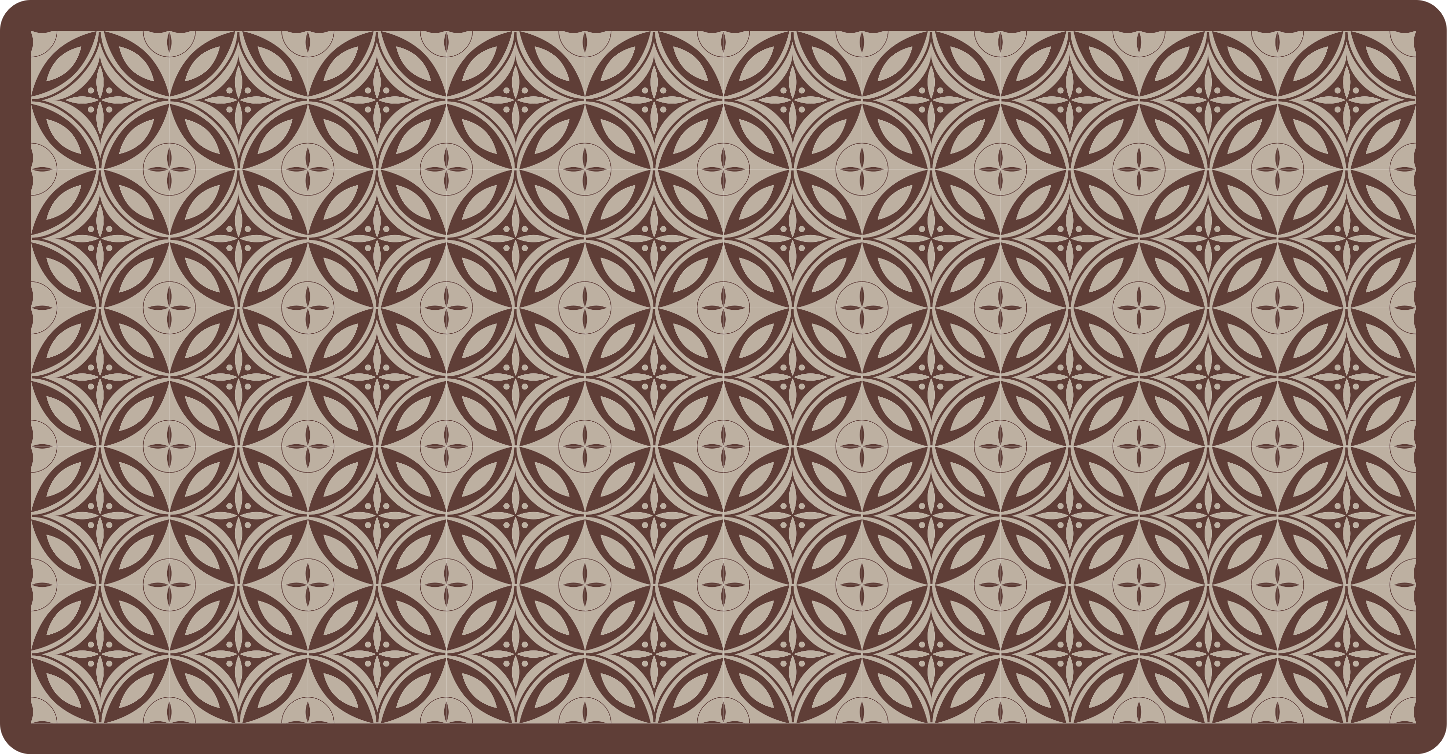 Brown Patterned Shapes mosaic vinyl rug - TenStickers