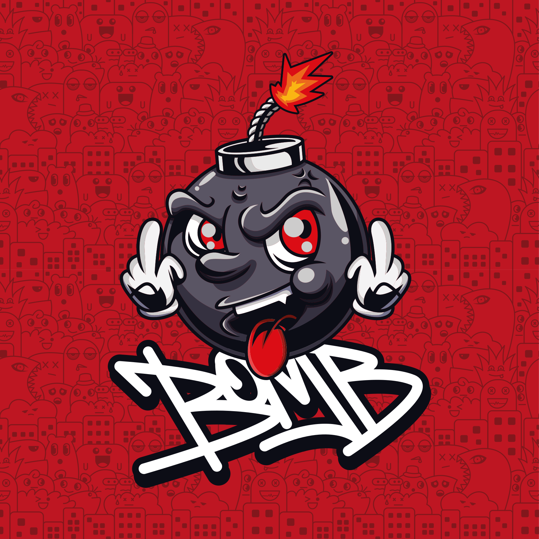 Cartoon Bomb Character teenager vinyl rug - TenStickers