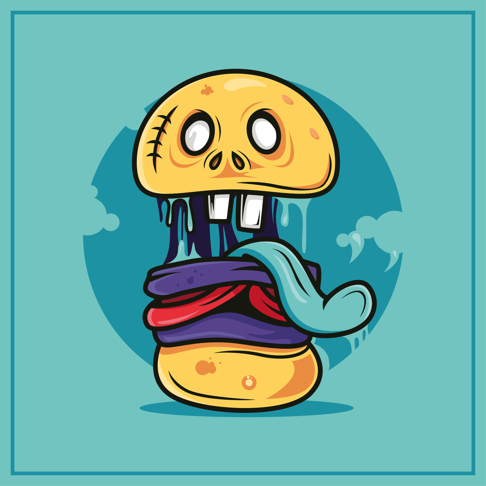 Silly Skull Character teenager vinyl rug - TenStickers