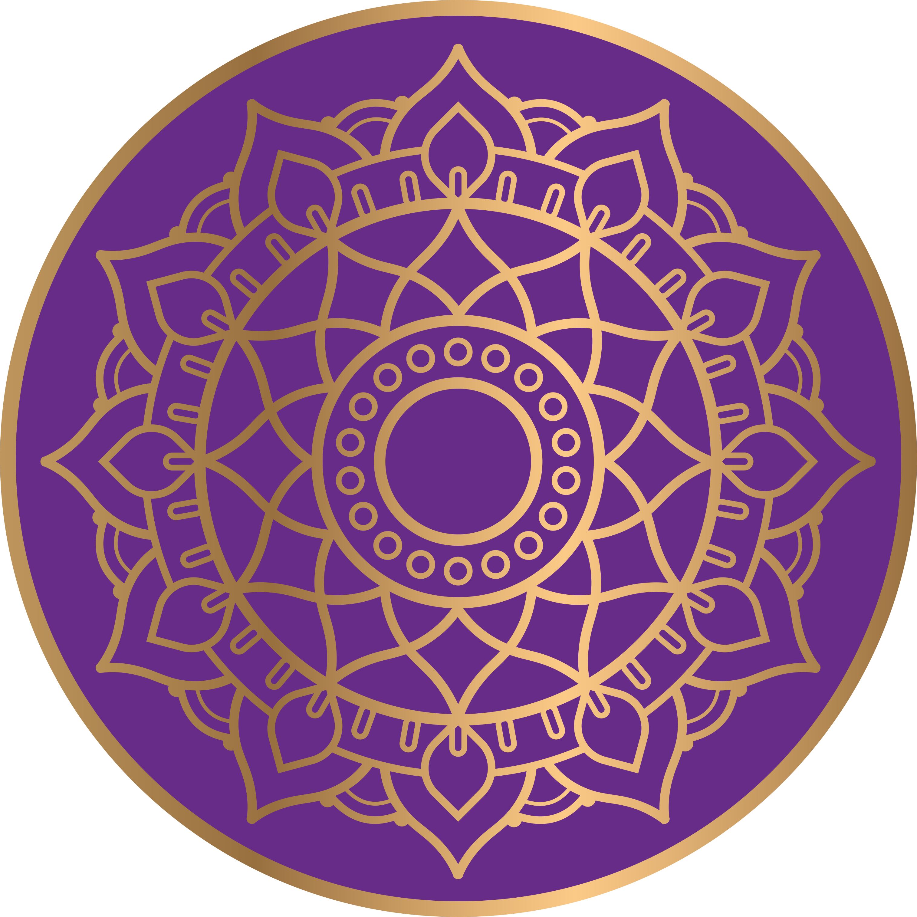 Purple and golden motif mandala vinyl rug - TenStickers