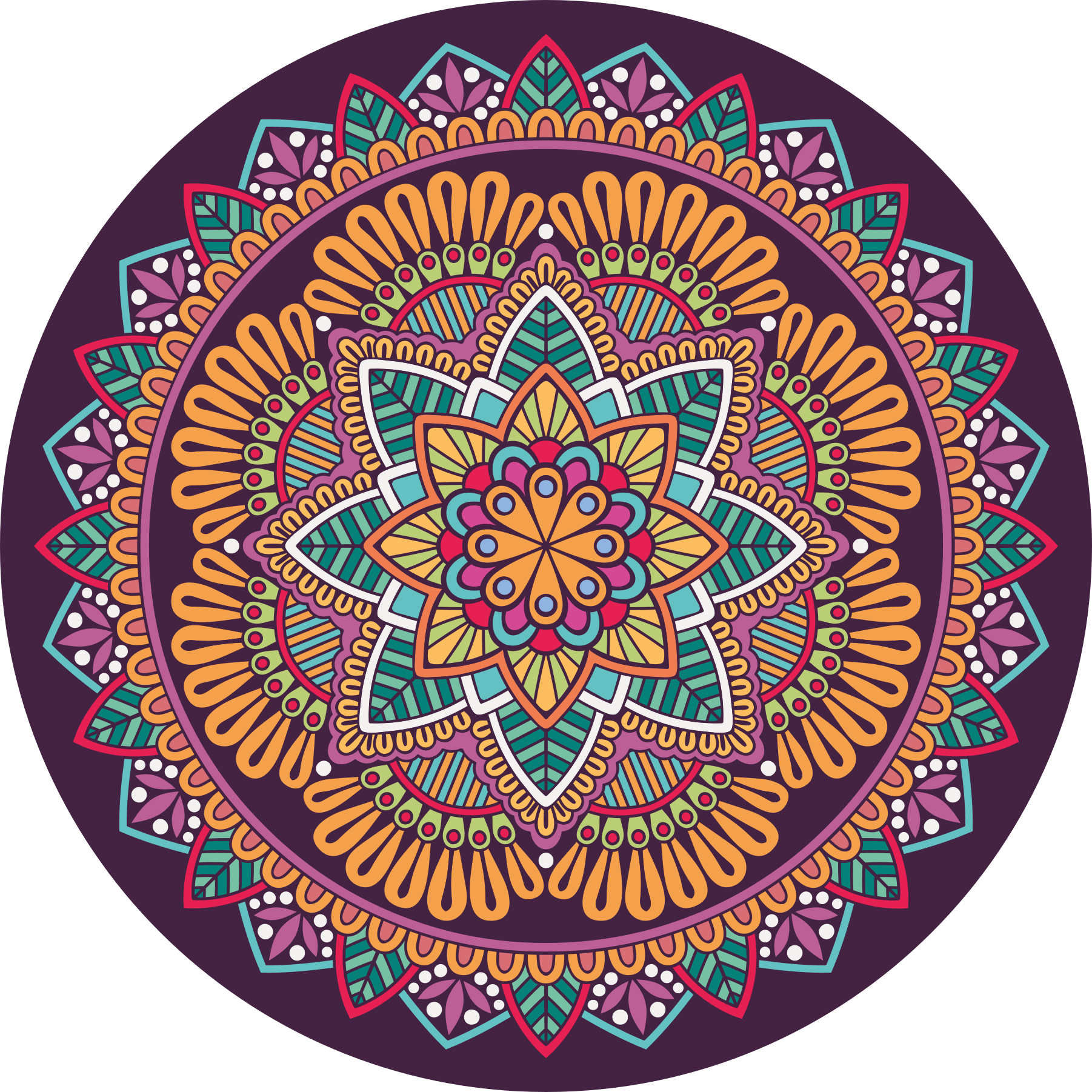 Abstract mandala flower shape mandala vinyl rug - TenStickers