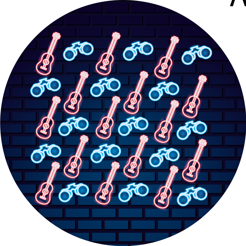 Neon Musical Patterns teenager vinyl rug - TenStickers