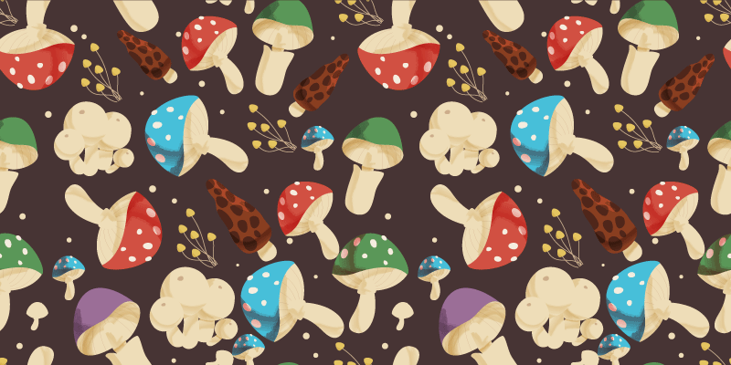 Vibrant Mushroom Motifs flower vinyl rug - TenStickers