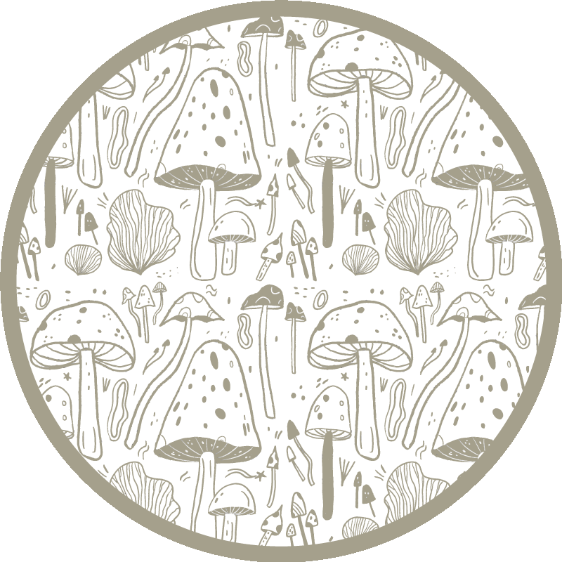 Beige mushrooms pattern circular rug - TenStickers