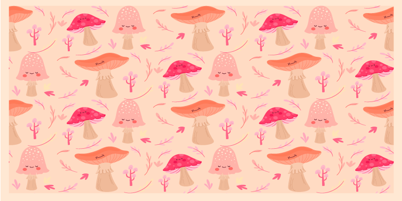 Happy classical mushrooms flower vinyl rug - TenStickers