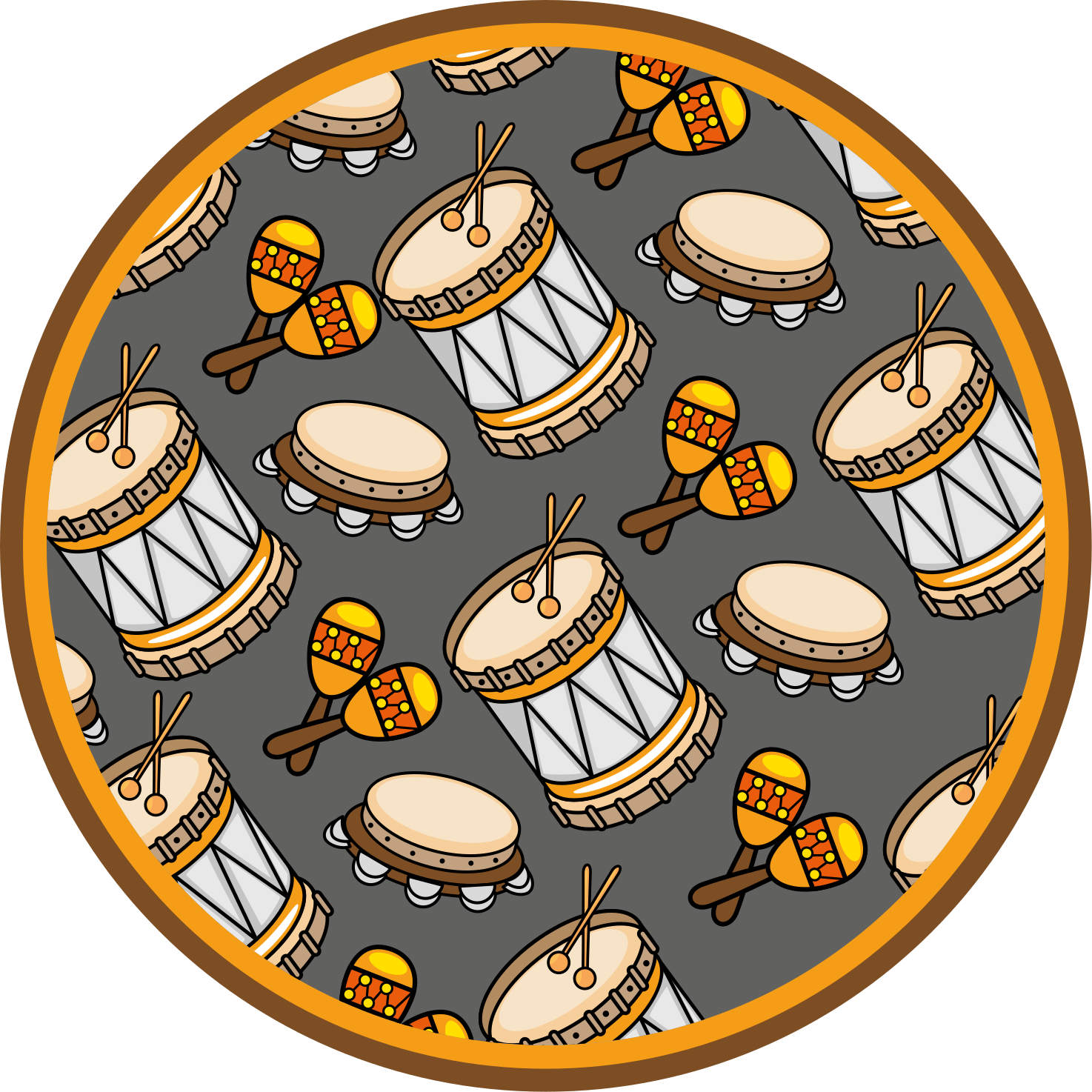 Musical instrument drum icons circular rug - TenStickers