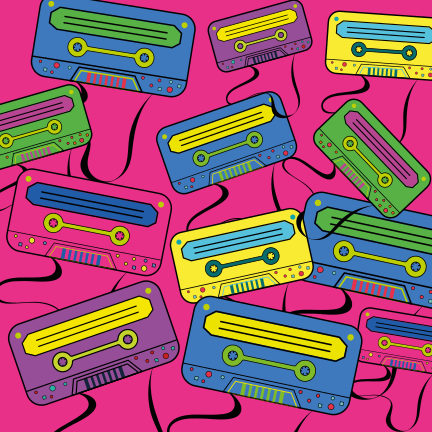 Vibrant Cassette Tapes teenager vinyl rug - TenStickers