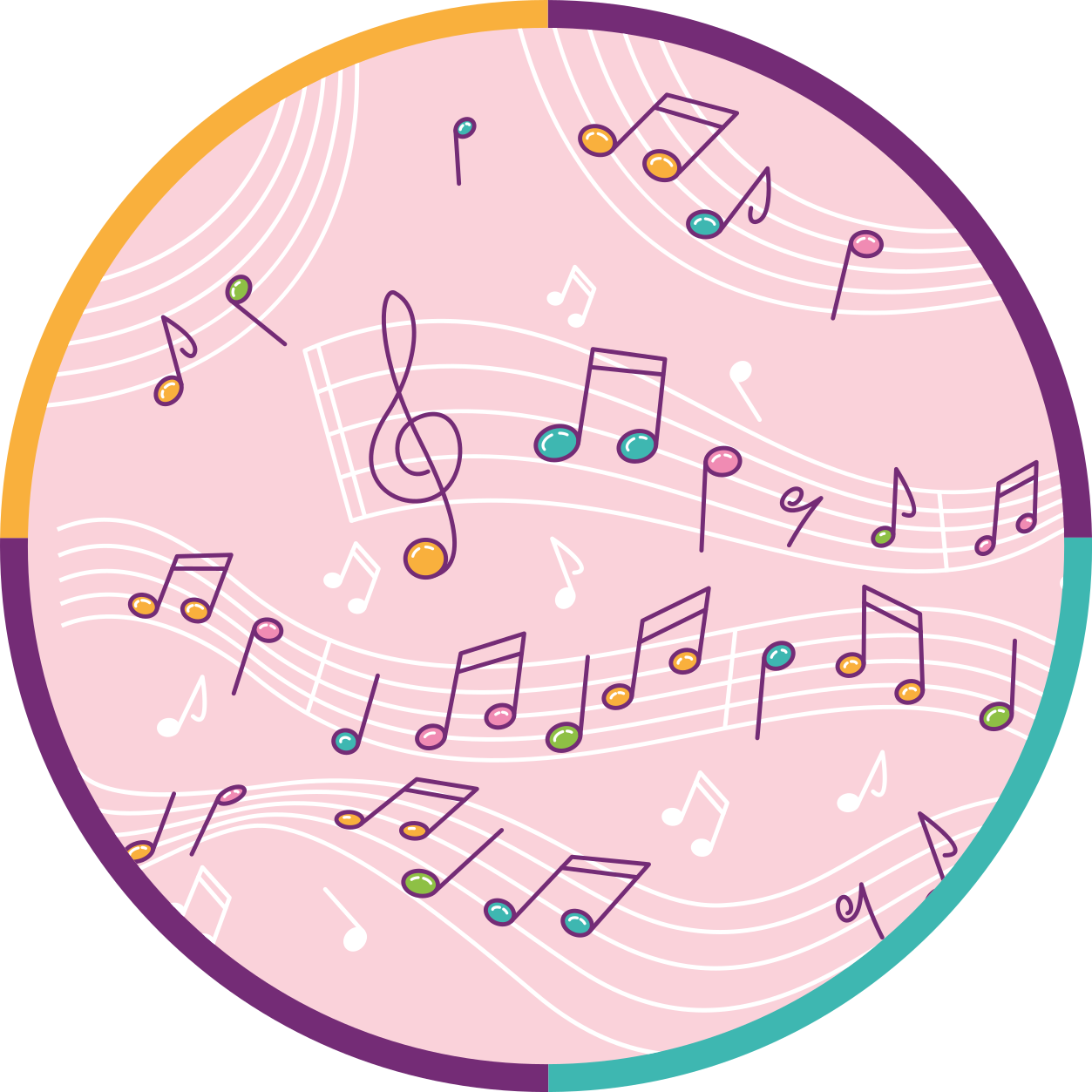 Musical Notes Motif teenager vinyl rug - TenStickers