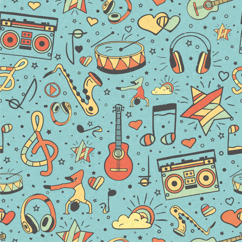 Musical Symbols Playful vinyl rug - TenStickers