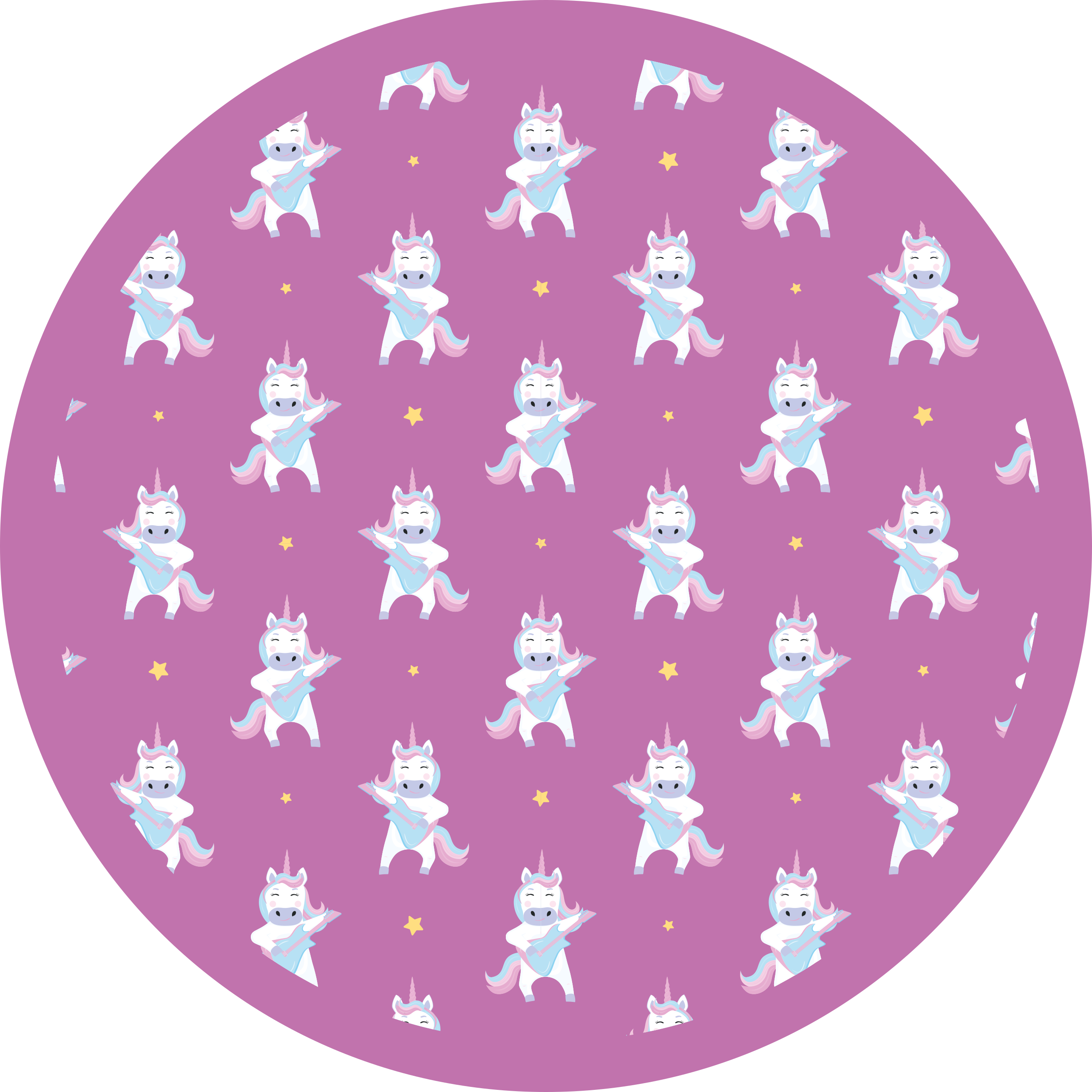 Playful Unicorns Pattern vinyl rug - TenStickers