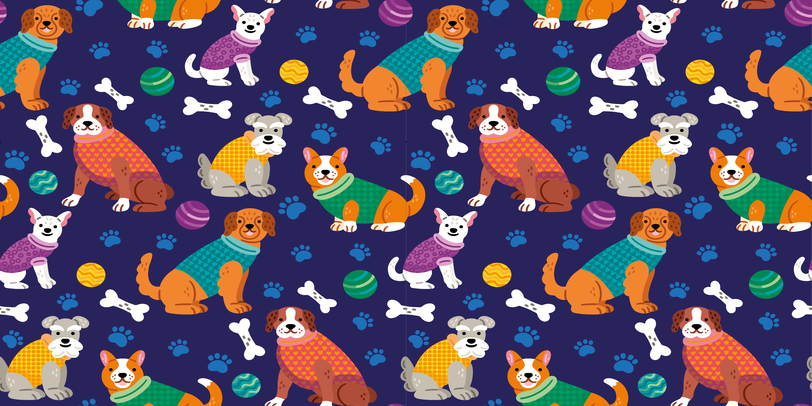 Colorful dressed puppies vinyl rug - TenStickers
