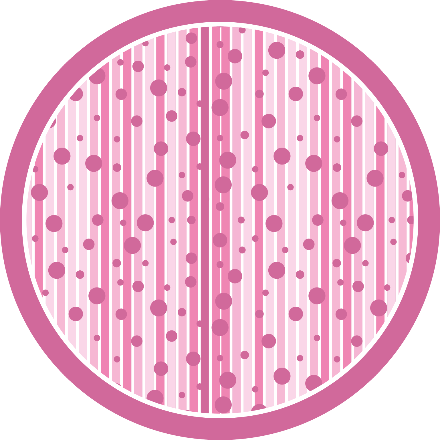 Pink vertical stripes with dots circular rug - TenStickers